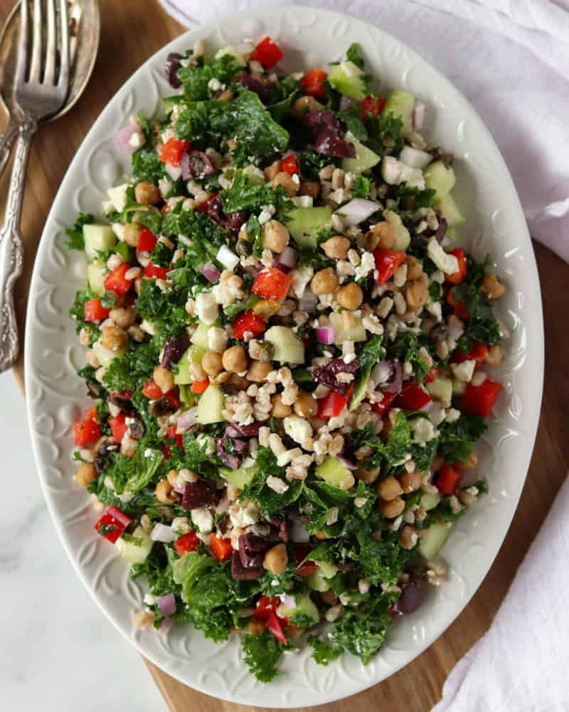 Mediterranean Chopped Kale Salad - Emily Eats Things